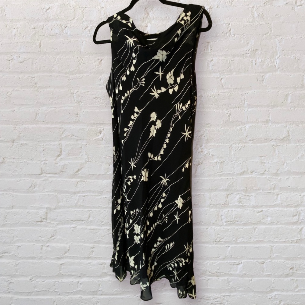 VTG Jones NY Black & White Floral Midi Dress Plus Size